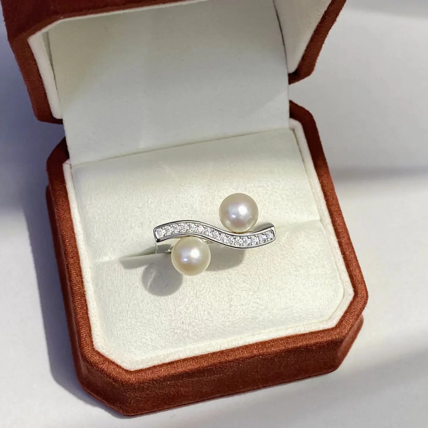 

S925 Sterling Silver Adjustable Ring Mount Settings Findings Mountings Accessory Parts for 6-7mm Pearls