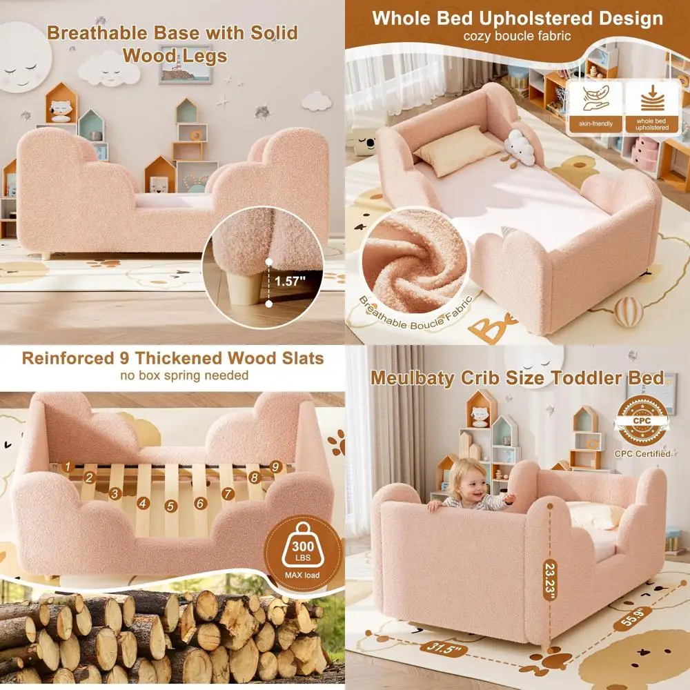 

Детская кроватка-манеж с обивкой и защитными бортиками, для детей 3-7 лет, розовая