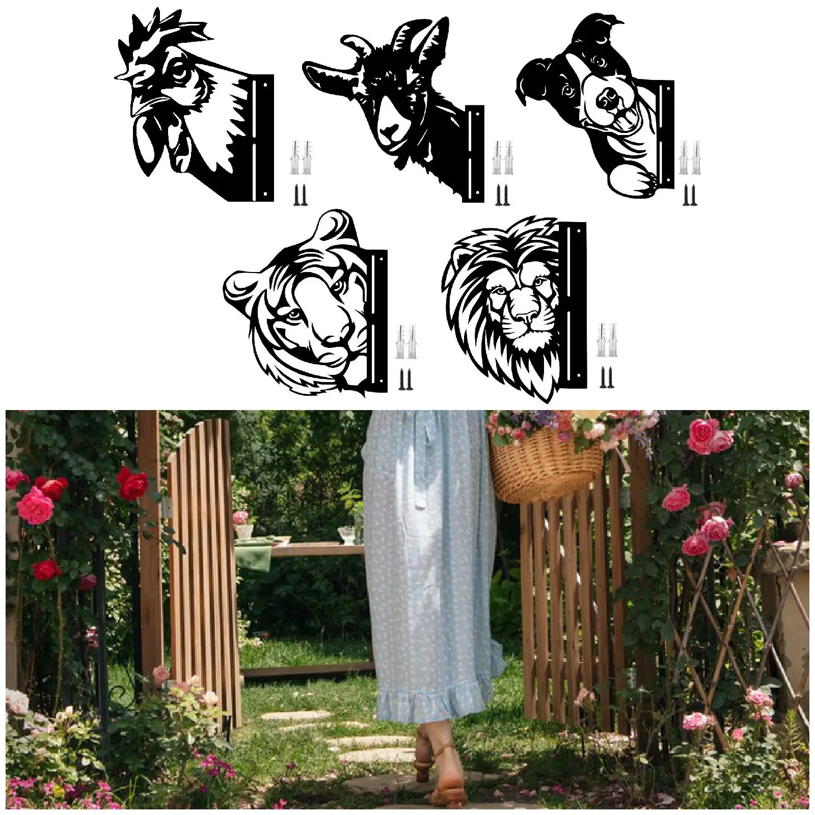 

Animal Metal Art Patio Stake Handmade Metal Simulate Outdoor Decor Metal Animal