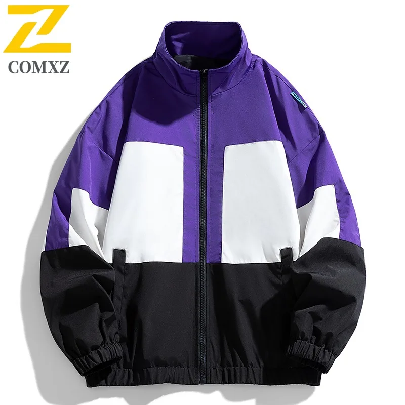 

COMXZ 2025 Мужская куртка, осенняя легкая минималистичная ветровка с цветными блоками, повседневная модная куртка для кемпинга, путешествий, красивое пальто
