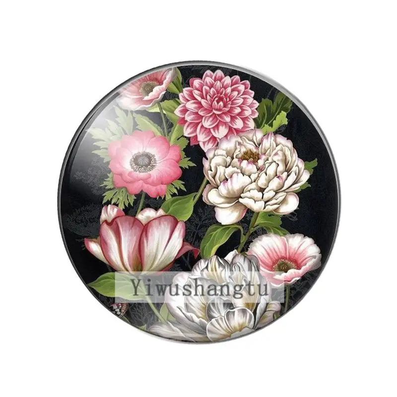 Beauty Vintage Flowers Rose Daisy 8mm/10mm/12mm/18mm/20mm/25mm Round photo glass cabochon demo flat back Making findings ZB0543