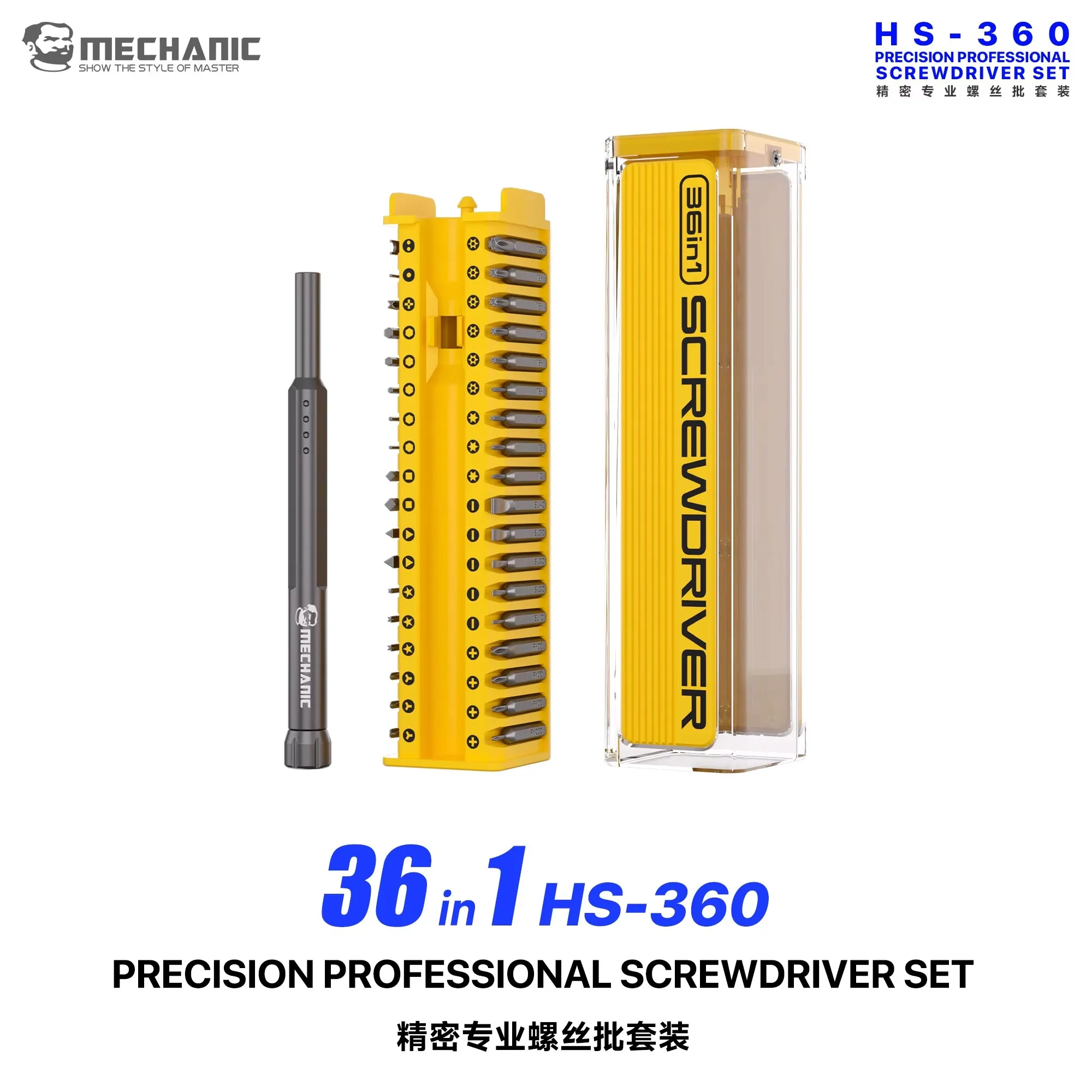 MECHANIC 36 in 1 Hs-360 Precision Professional Screwdriver Set Powerful Magnetic for Electronic Phone Camera Laptop Watch Repair