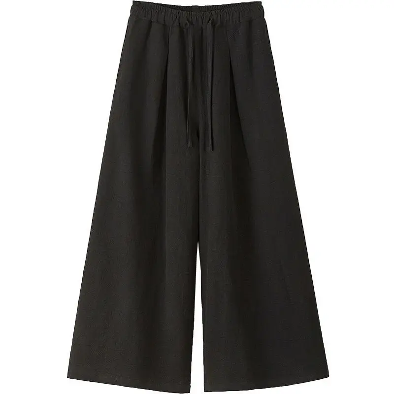 

Spring Men's Loose Wide Leg Linen Pants Cotton Linen Drapey plus Size Casual Long Trousers Straight Cut Chinese Brand