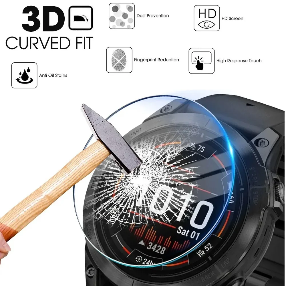 HD Tempered Glass for Garmin Fenix 8 7 Tactix 8 Quatix 8 Protective Screen Tempered Glass Film Forerunner 970 965 570 165 Venu 4