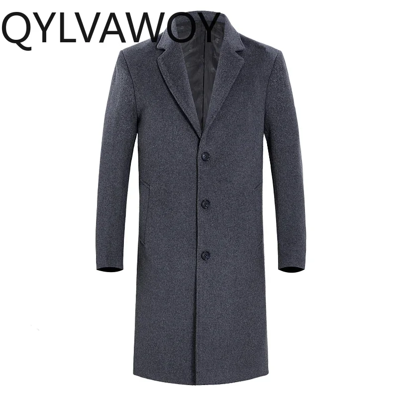 QYLVAWOY High End 90% Cashmere Coat Men's Long Winter New in Outwears Men Thick Business 10% Wool Jackets Clothing Warm Abrigos