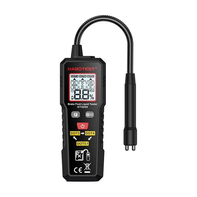 HT5009 Digital brake fluid detector automotive brake oil detector flexible probe brake oil moisture analyzer