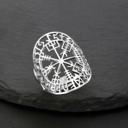 My Shape Viking Compass Vegivisir Rings for Men acciaio inossidabile Viking Rune Norse Pagan Finger Ring Vintage amuleto gioielli regali