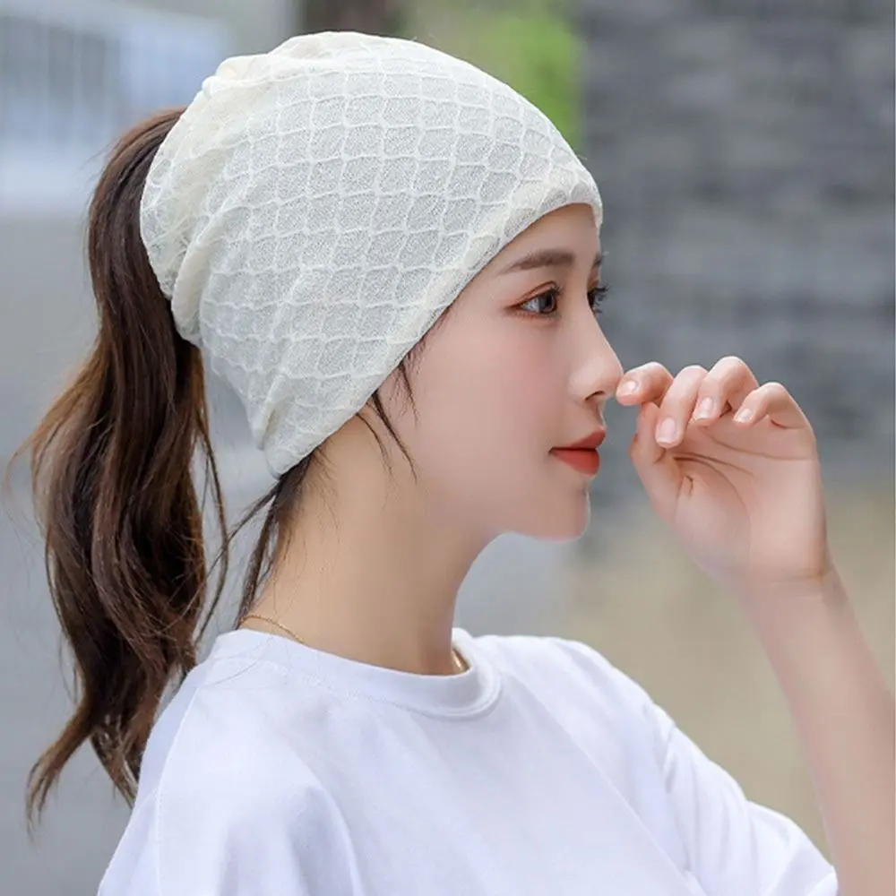 شبكة رقيقة قبعة صغيرة وشاح الهيب البوب تنفس Skullies قبعة الكروشيه فارغة قبعة واقية من الشمس النساء