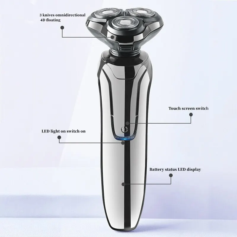 남성용 플로팅 3 날 4D 전기 면도기, 전신 세척 면도기, 충전식 지능형 전기 면도기