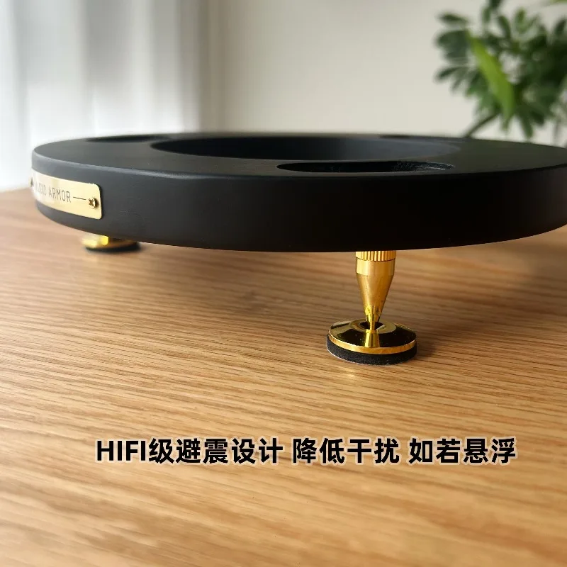 Solid Wood Speaker Stand for Harman SoundSticks Black Acoustic Isolation Pads Vibration-Damping Desktop Riser, Storage Stand