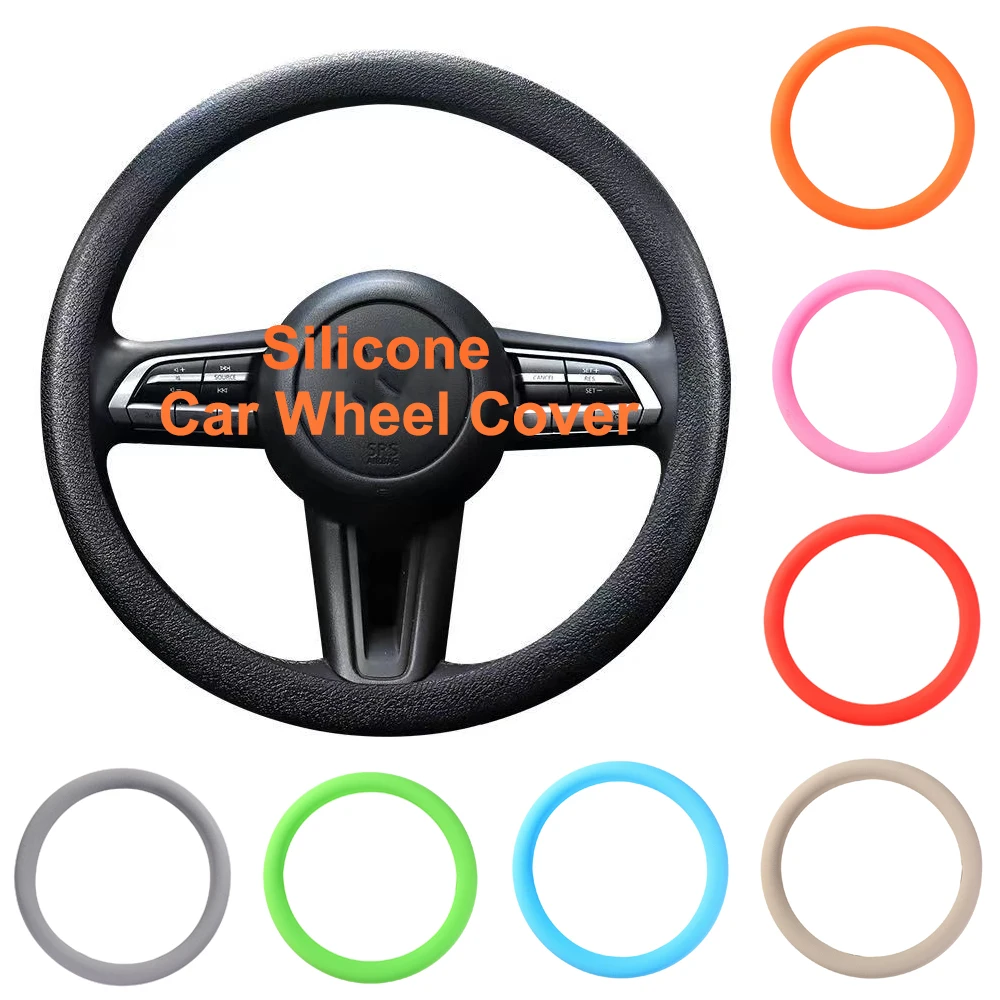 Multi Color Soft Skin Silicone Car Steering Wheel Cover Elastic Non-Slip Cover For 36-40cm Steering Wheel Women Men Four Season