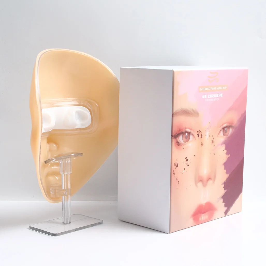 Full Face Makeup Practice Mask Board Reusable 5D Silicone Eyebrow Tattoo Face Cosmetic Practice Skin Pad For Beginner Training