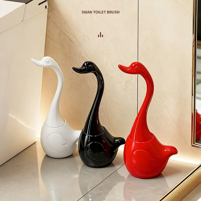 Creative Swan Toilet Brush Household Cleaning Toilet Base Long Handle Cleaning Brush Set Bathroom Decoration Supplies Gift