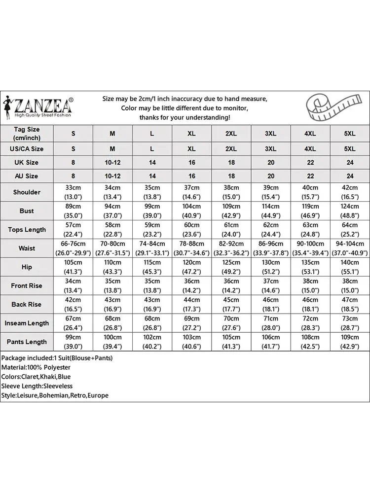 2024 ZANZEA Summer Fashion Holiday Tracksuit Trouser Suits Elegant Sleeveless Blouse Pants Sets Two Piece Sets Womens Outifits