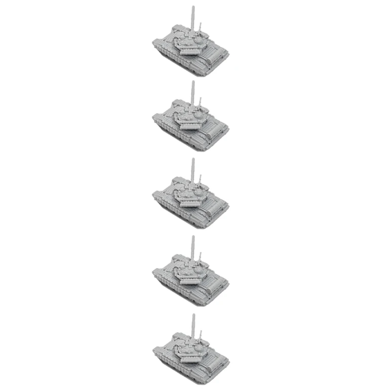 5PCS 1/144 Scale T‑64BV Main Battle Tank 3D Printed Model Kit Unpainted Simulated MBT Combat Vehicle for Military Diorama DIY