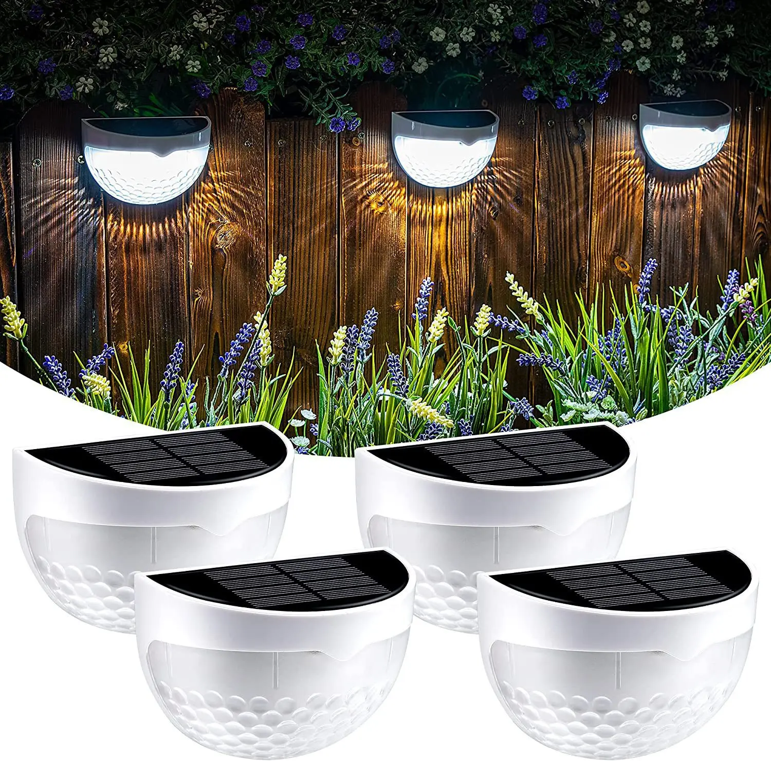 

Outdoor Garden Solar Powered Light Gutter Fence Wall Mount Decorative Lamps Set Yard Path 6 LED Wall Mount Lamp