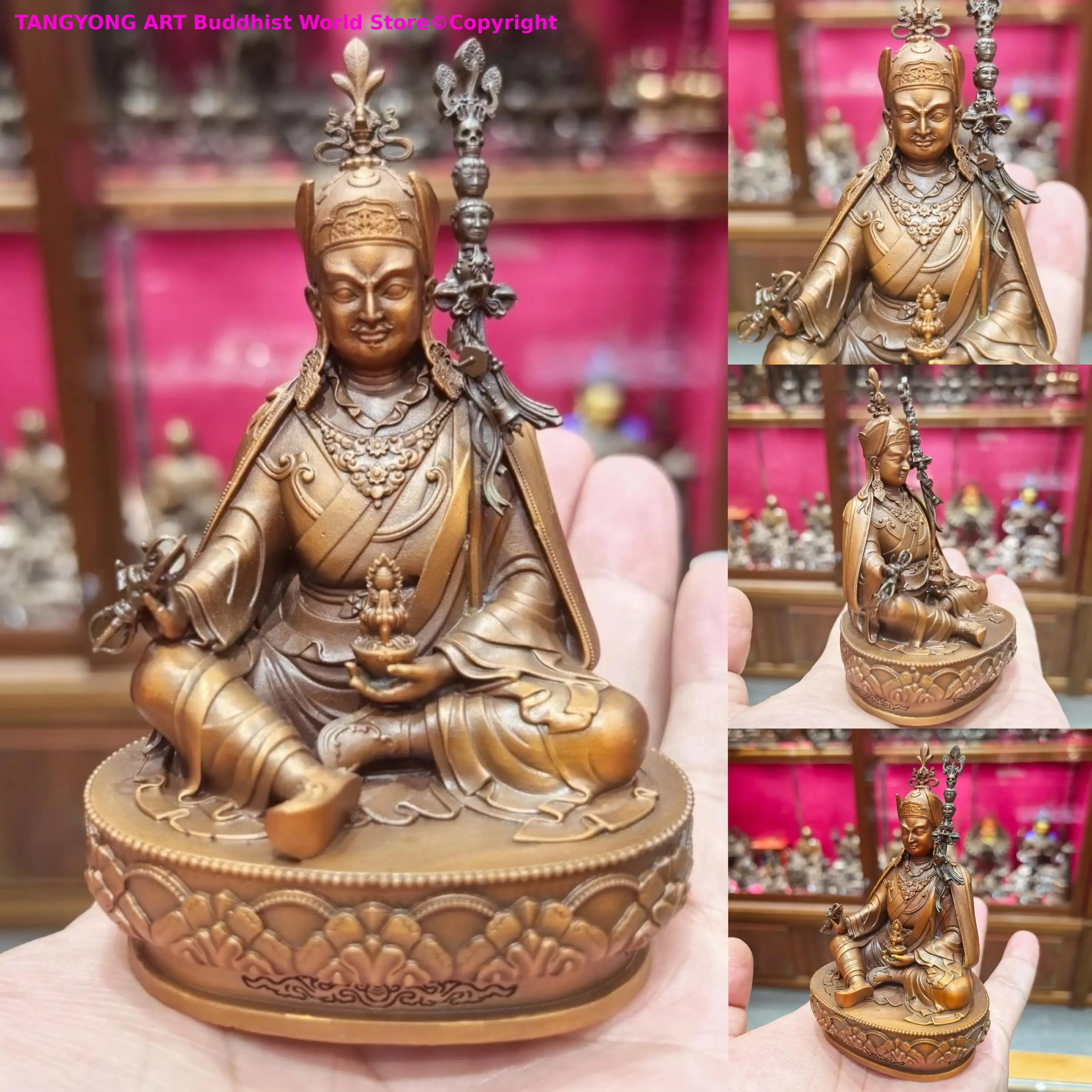 Special offer GOOD Buddha figure statue Exquisite buddha Padmasambhava copper carving Rinpoche buddhist altar family worship