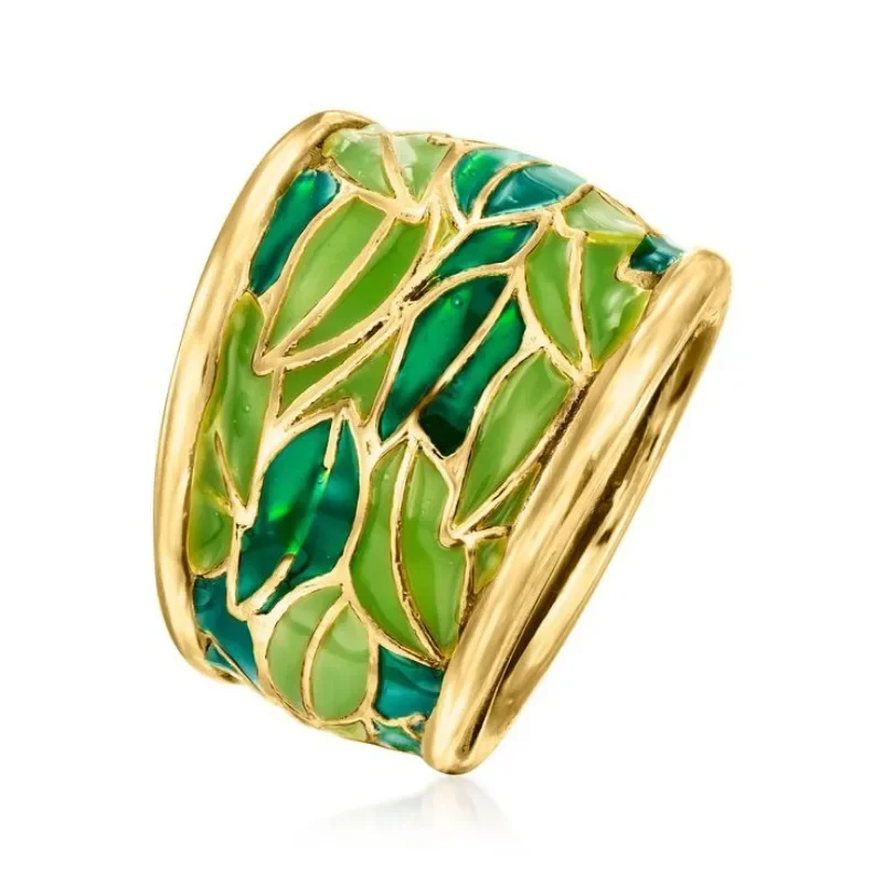 Wholesale of Chinese-style floral rings, oil-dripping blue and white porcelain women's ring tail rings