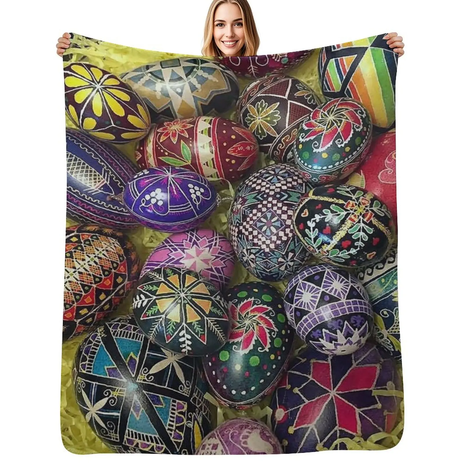 

Pysanky Eggs 2 Throw Blanket Nap Vintage Decorative Throw valentine gift ideas Blankets