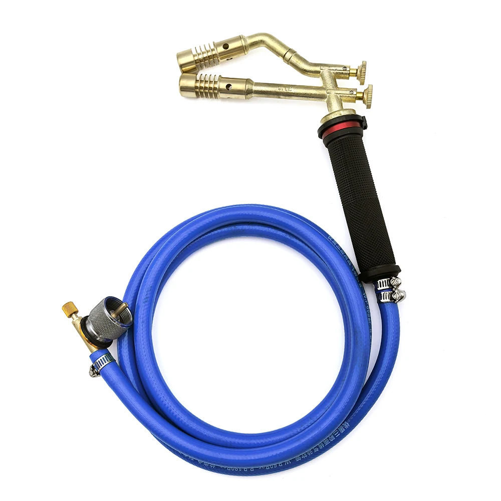 2000℃ Mapp Copper Tubes Welding Torch Dual Flames Butane Propane Gas Torch With Mapp Gas Bottle Connector and EN417 Gas Adapter