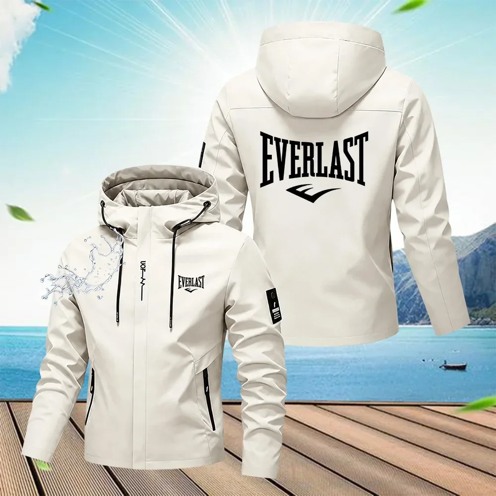Men's Spring Autumn Streetwear Hooded Jacket 2026 New Casual Zip Up Loose Coat Outdoor Hiking Jogging Activewear Windbreaker