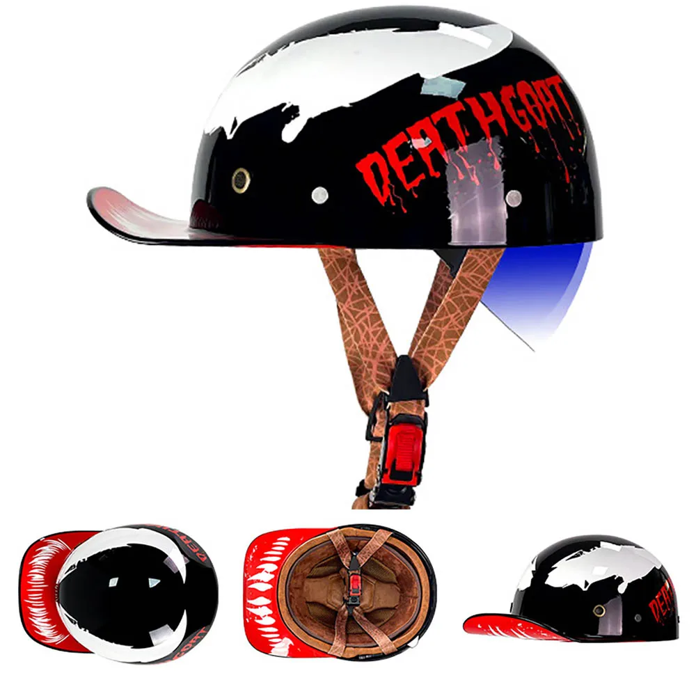 Berretto da baseball retrò Casco da moto Capacete Casco da moto Donna Uomo Mezzo casco Casco da scooter traspirante Certificazione DOT