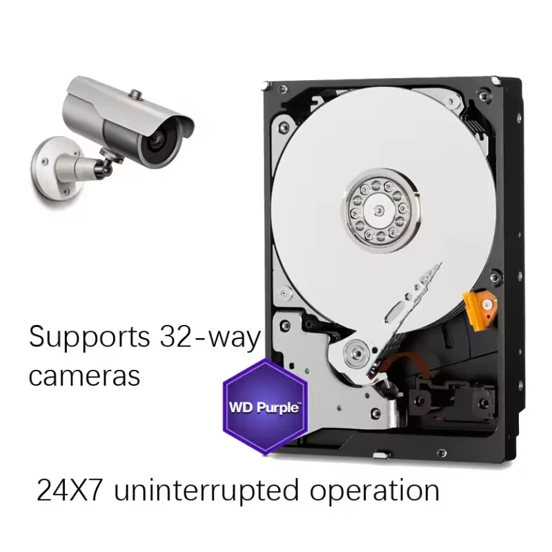 WD Purple 4TB 3TB 2T Surveillance HDD 64M Cache SATAIII 6.0Gb/s 3.5 "محرك الأقراص الصلبة الداخلي الرقمي الغربي 1T 500G 6TB HD القرص الصلب