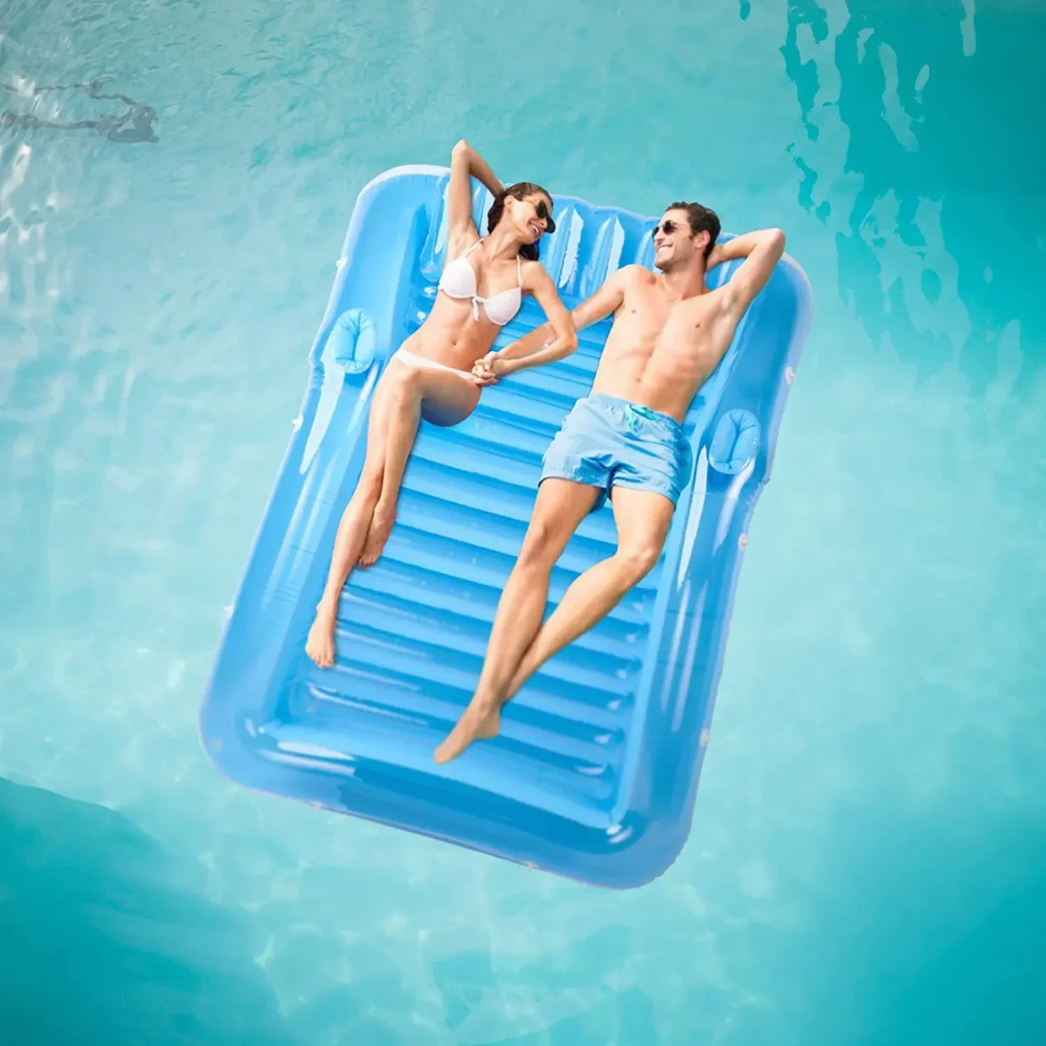 OEM Wholesale Outdoor pool PVC Inflatable Water Double Floating Bed Recliner Beach Water Bed Mesh Floating Bed