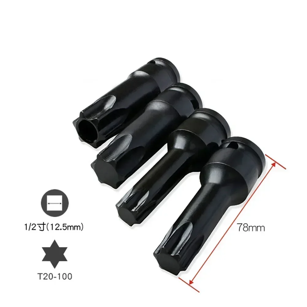 Imagem -06 - Brocas de Chave de Fenda Torx Adaptador de Soquete de Unidade de Impacto de Polegadas T20 T25 T27 T30 T35 T40 T45 T50 T55 T60 T70 T80 T100