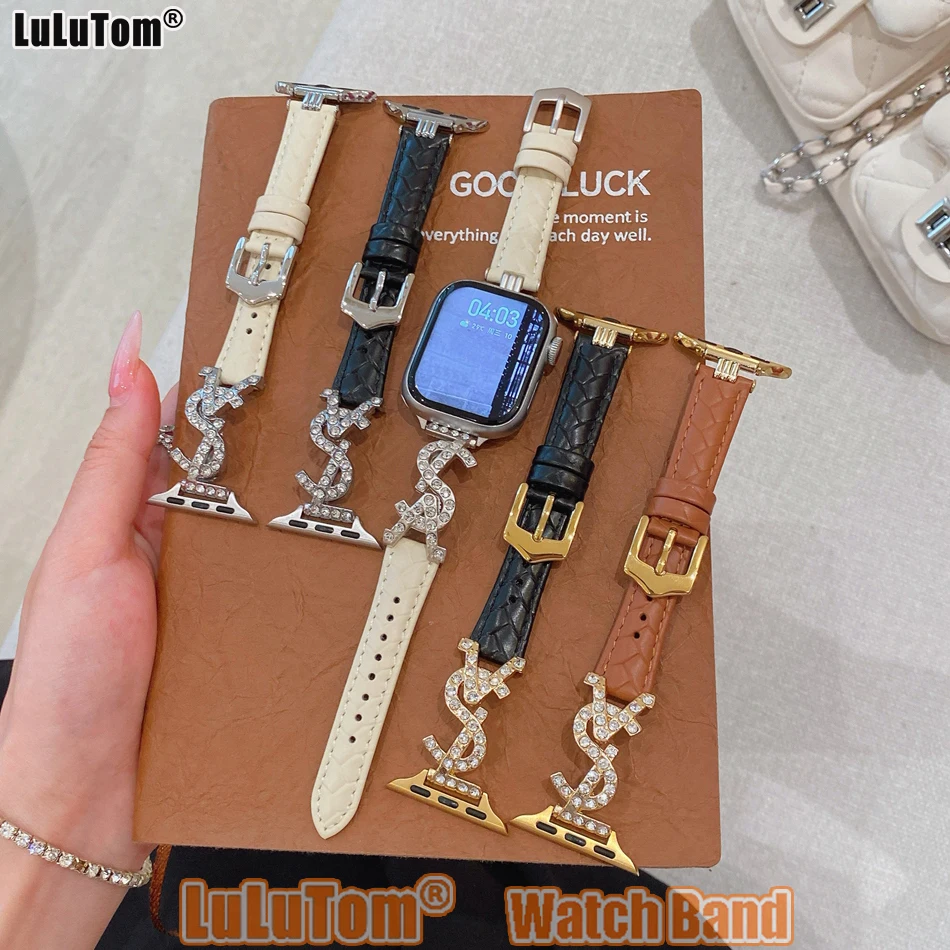 

Роскошные стильные ремешки для Apple Iwatch Series 11 10 9 8 7 6 5 4 3 SE Ultra Watch Band 38 40 41 42 44 45 46 49 мм кожаный браслет