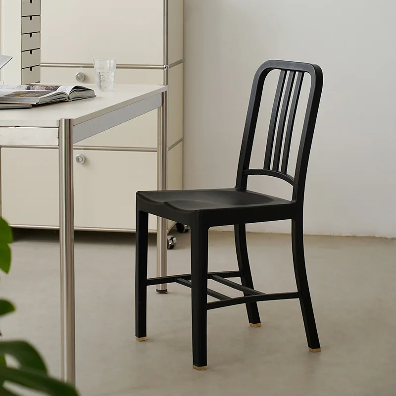 

Navy Style Plastic Dining Chair Inspired Backrest Chair for Hotels, Cafes & Milk Tea Shops | Retro Leisure Chair for Commercial
