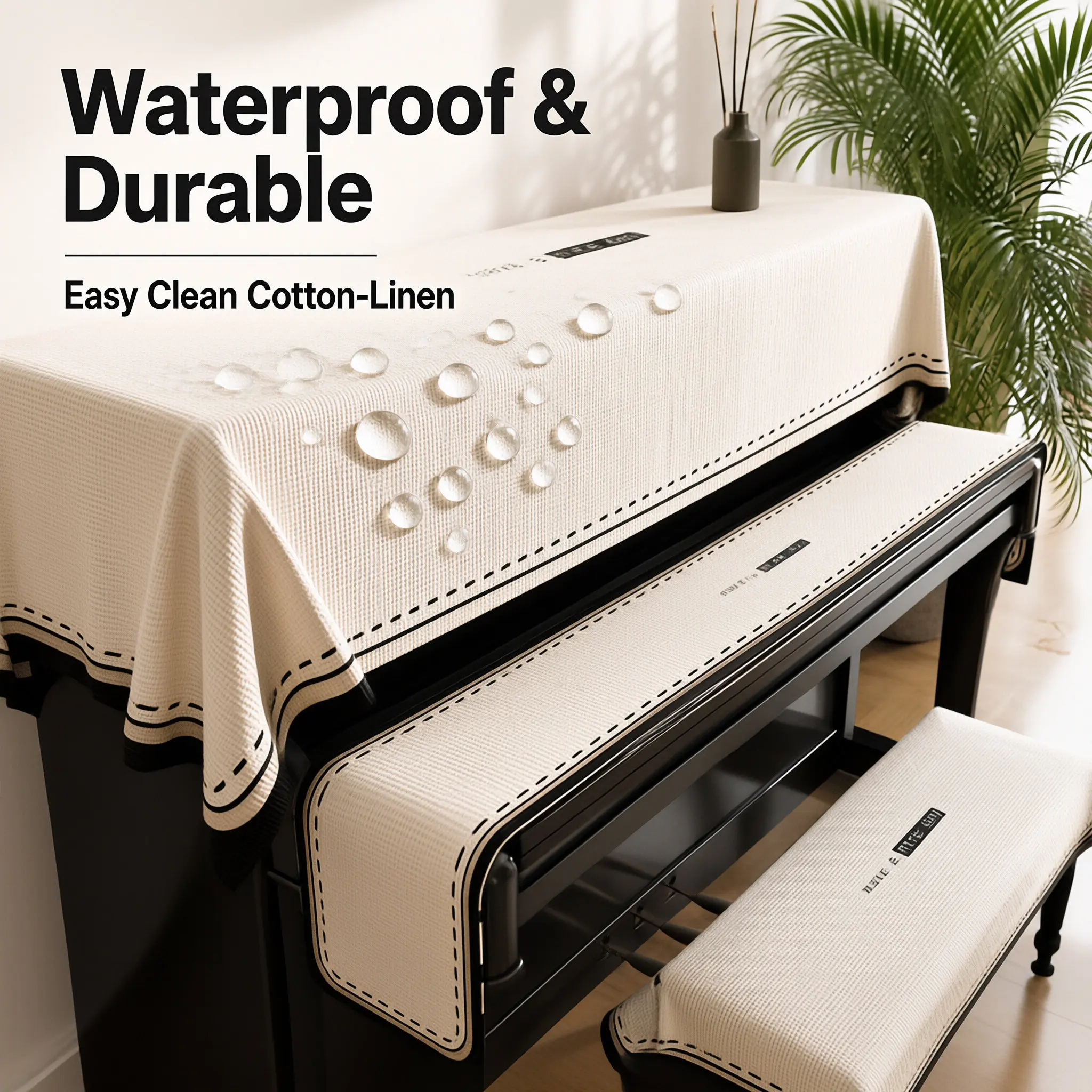 Piano dust cover – a modern, minimalist cover designed for use with electric pianos, intended to protect the keys from dust.