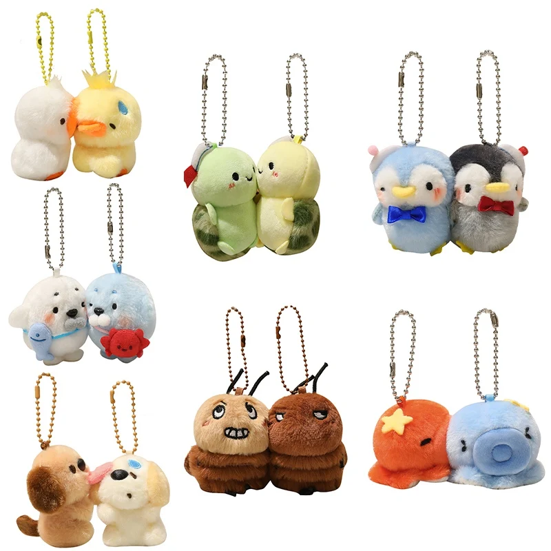7cm Creative Pair Of Magnetic Animal Plush Pendant Duck Seal Penguin Turtle Magnetic Keychain Couple Good Friend Backpack Decor