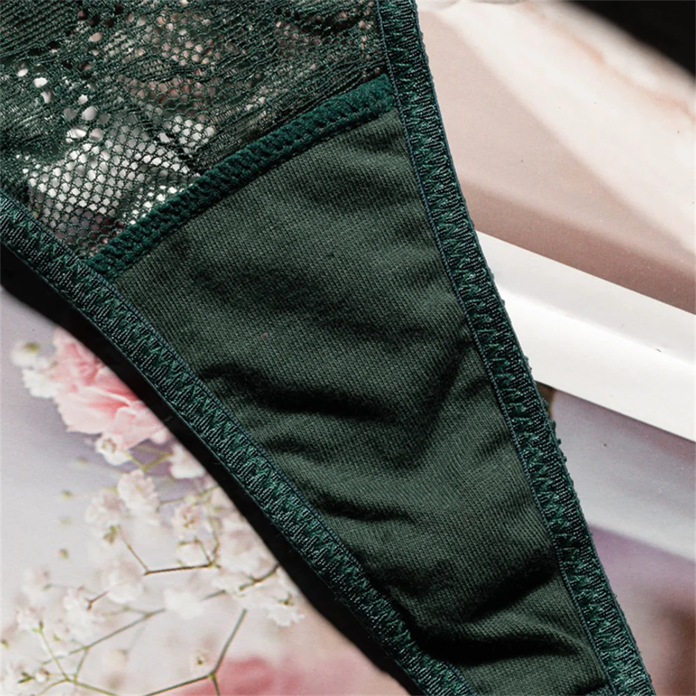 Sexy krystalově zdobené krajkové tanga s prodyšným T-back spodním prádlem pro evropské ženy, průhledné T-back, plus velikost S-XL - náhled 5