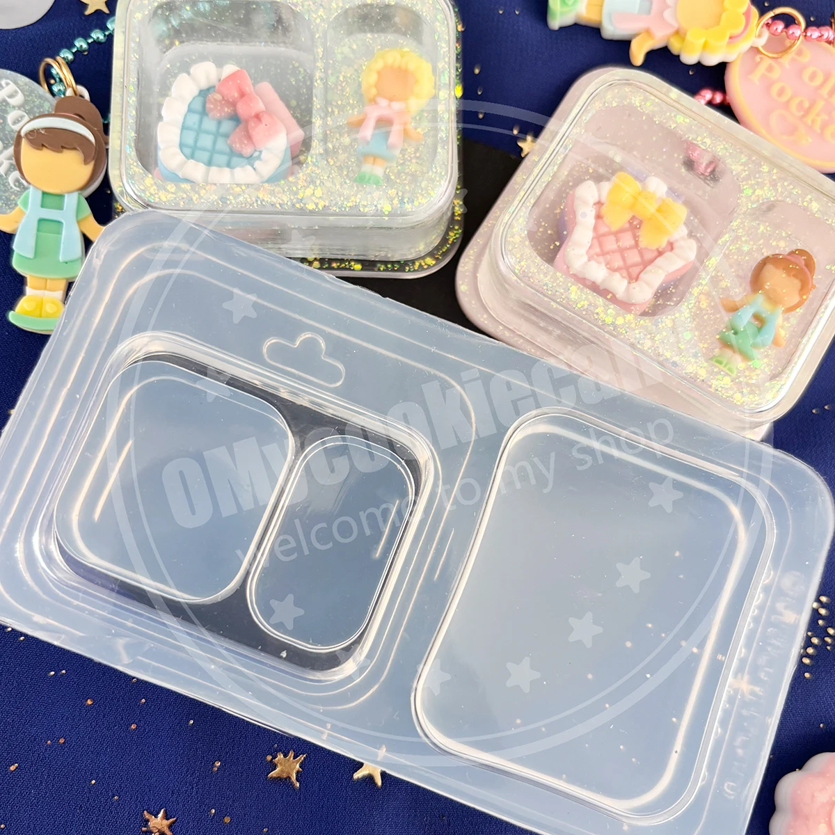 لطيف للغاية، صندوق PP، تمثال، قلادة علامة، صندوق هدايا صغير، صب الراتنج، قالب سيليكون شفاف بالكامل