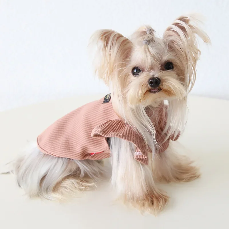 Autumn and Winter New Style Lapel Fly Sleeve Base Shirt High Neck Cat Clothing Pet Base Shirt Clothes Dog Hoodie Puppy Clothes