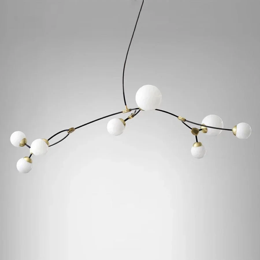 

Modern Simple Long branches Chandelier LED Living room Hanging lamp Nordic glass ball Restaurant Bedroom Office Decor Lighting