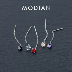 Modian 5 Color Luxury Charm Tassel Drop Earring Trendy 925 Sterling Silver Dangle Earrings For Women Sparkling Fine Jewelry