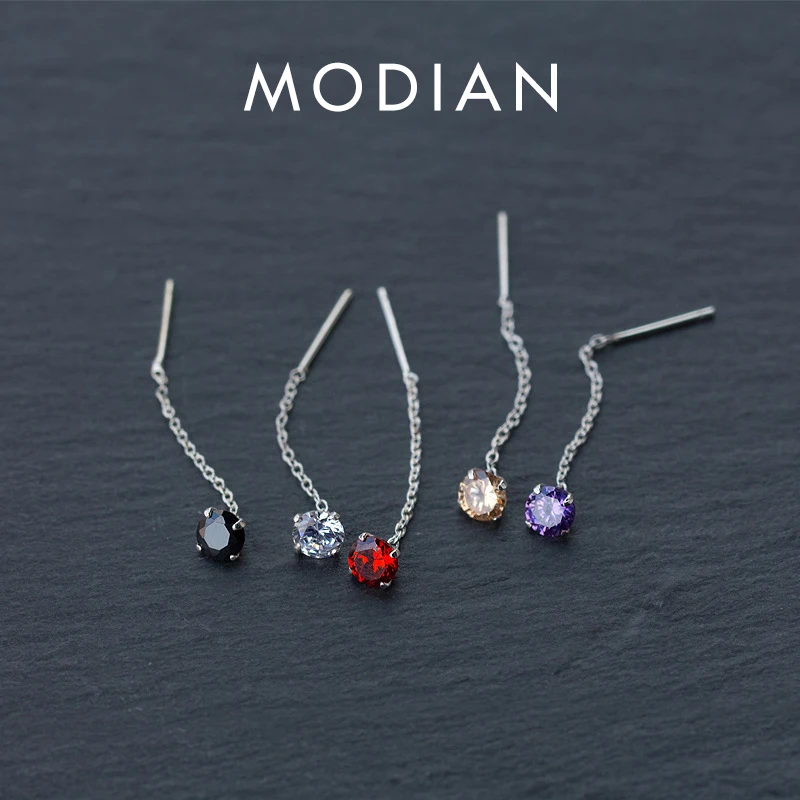 Modian 5 Color Luxury Charm Tassel Drop Earring Trendy 925 Sterling Silver Dangle Earrings For Women Sparkling Fine Jewelry