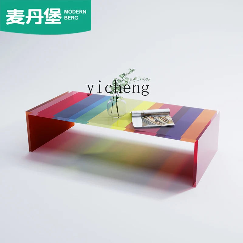 

XL coffee table simple modern light luxury colorful acrylic coffee table mobile plexiglass tea table