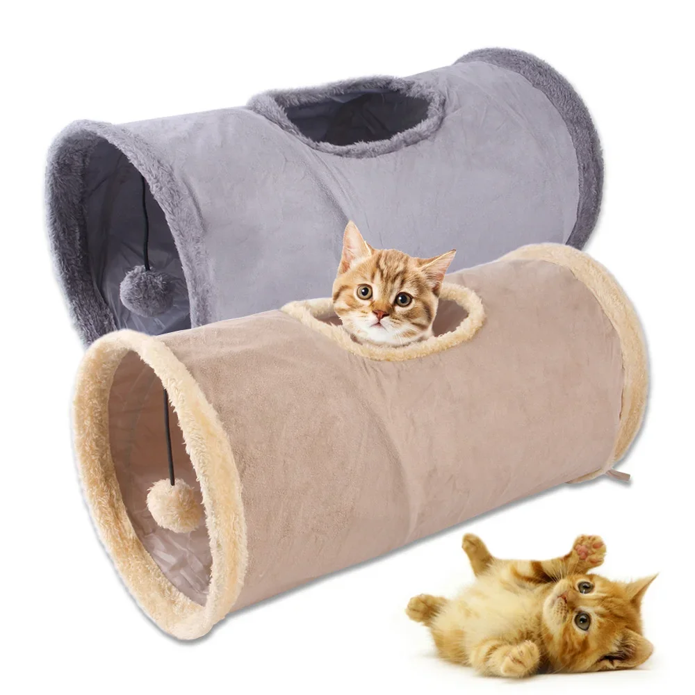 

Collapsible Cat Tunnel Suede Fabric Puppy Rabbit Play Chase Hide Tunnel Tube Indoor for Game Exercising Hiding Training Pet Toys