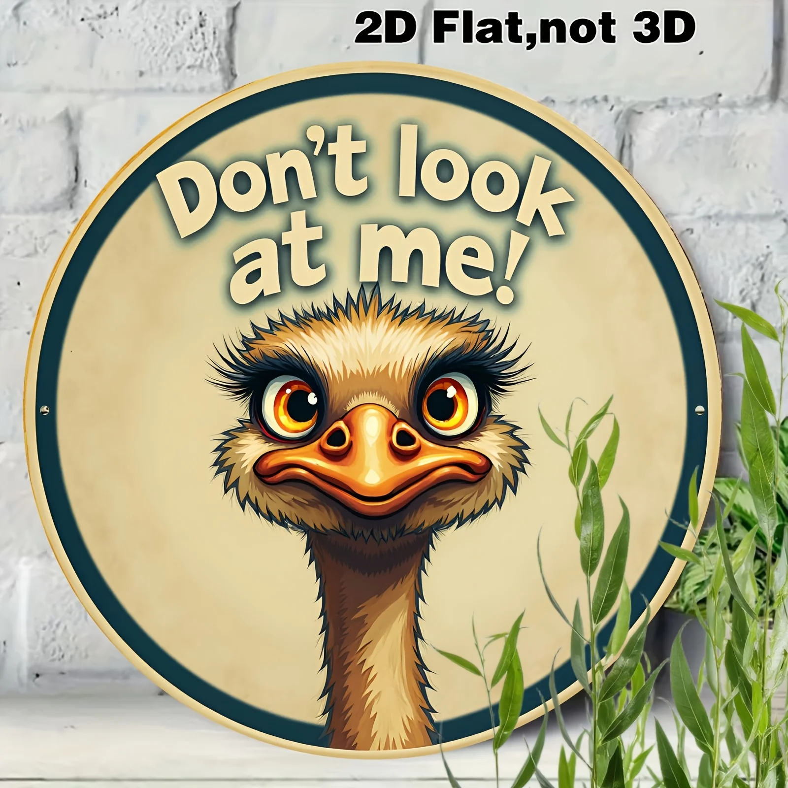 Whimsical Ostrich Aluminum Sign