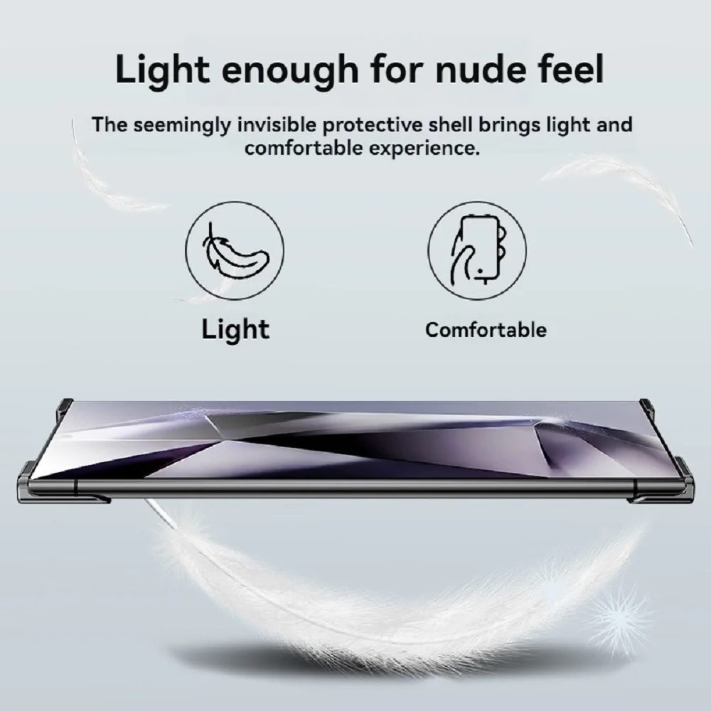 Alien Aluminium Alloy Bumper Phone Case For Samsung S23 S24 Plus Ultra Metal Lens Film Protection Corner Pads Cover Borderless