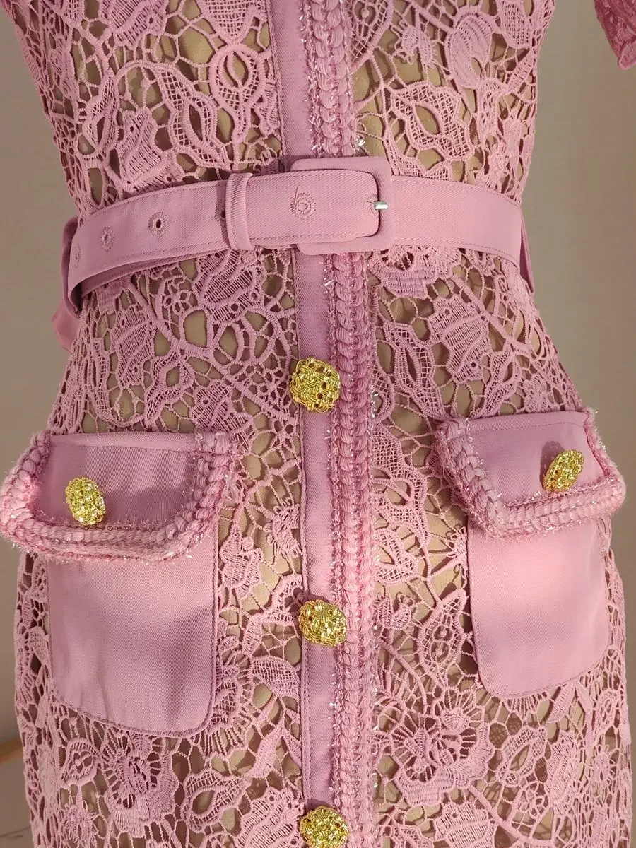 High Quality Pink Lace Dress For Women Summer Vintage Square collar Buckles Slim Mid Dress Hollow out Robes Female Party Vestido - AliExpress 200000345 High Quality Pink Lace Dress For Women Summer Vintage Square collar Buckles Slim Mid Dress Hollow out Robes Female Party Vestido - AliExpress 200000345