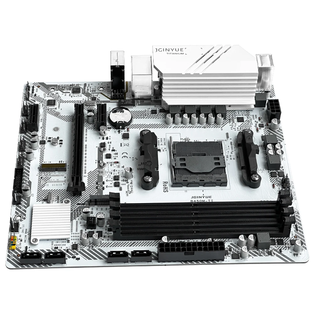 JGINYUE B450M Motherboard AMD Ryzen 5 5500 DDR4 Dual Channel Memory Max 64GB RAM 2 M.2 M-ATX B450M GAMING Board