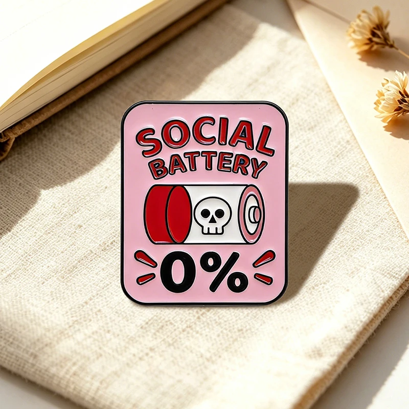 Funny Social Battery Pins 4-style Enamel Metal Introvert Mood Gift Pin On Bags Clothes Lapel Badge Fashion Accessories Gifts