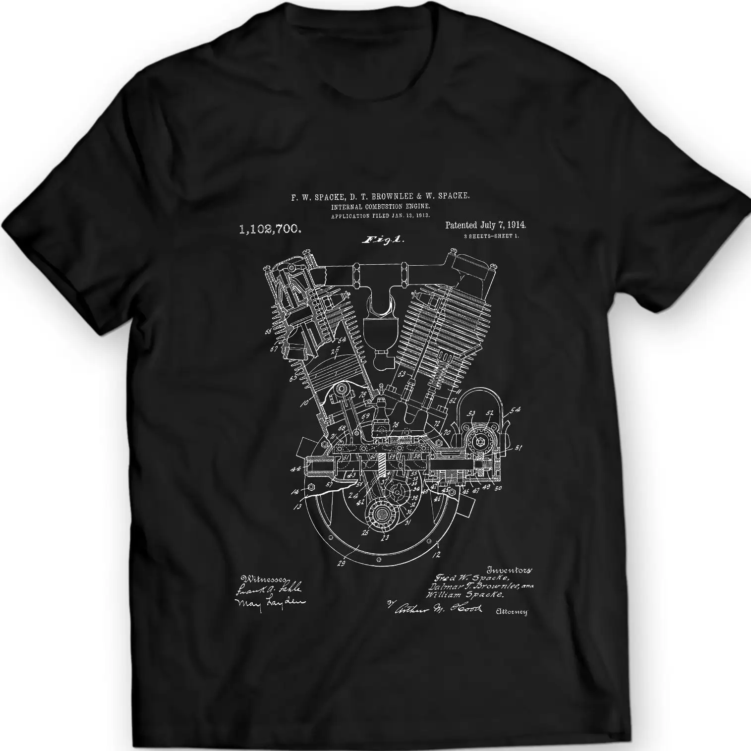 Internal Combustion Engine Patent Motorbike T shirt Mens Idea 100 Cotton Birthday Present