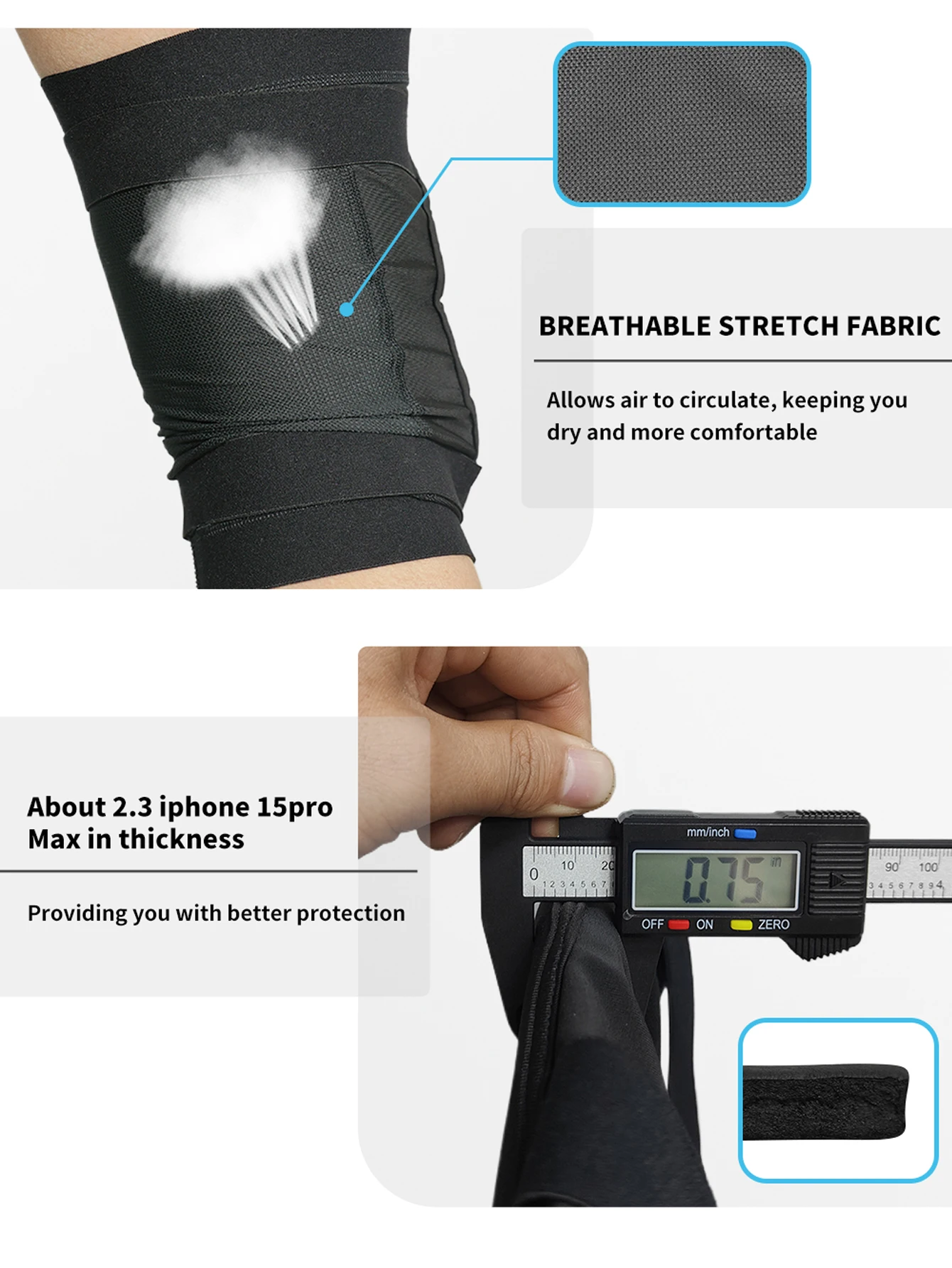 AVIVOR 2-Volleyball-Knieschützer, dicke Knieschützer für Erwachsene, Kniebandage mit Gummiband und Rutschfestigkeit für Basketball, Yoga, Wrestling – Detail 4