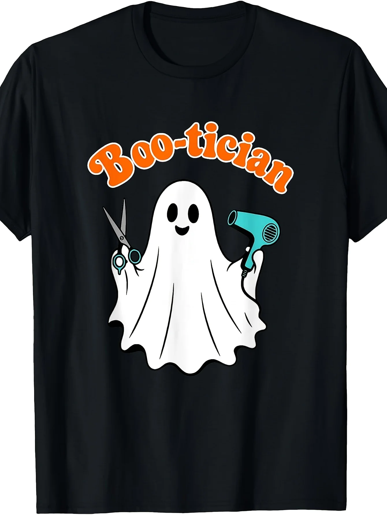 Boo-tician Retro Hair Stylist Beautician T-Shirt - Vintage Barber & Hairstylist, Suitable for Casual Wear, Machine Washable Graphic Tee for Year-Round, Retro Hairdresser Apparel