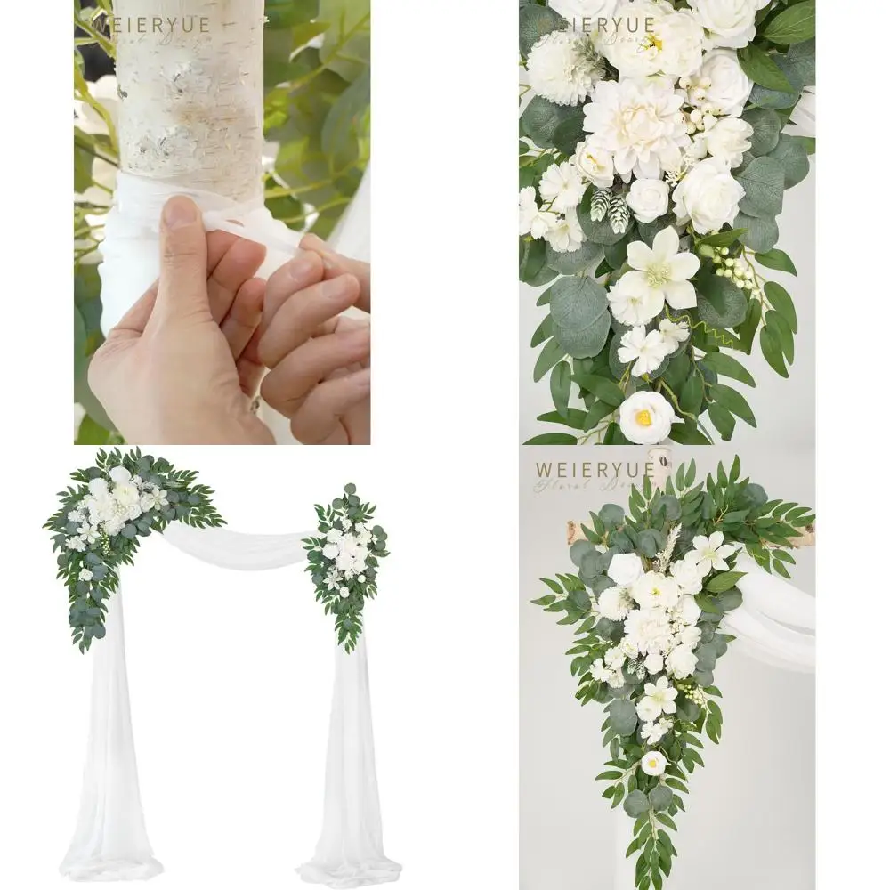 

Комплект из 3 искусственных свадебных цветочных арки с 2 цветочными арками и 1 прозрачной драпировкой Fairy White